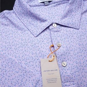 COPY - NEW! PETER MILLAR GOLF POLO SHIRT XL PURPLE BLUE WHITE DOT POLY SUMMER …